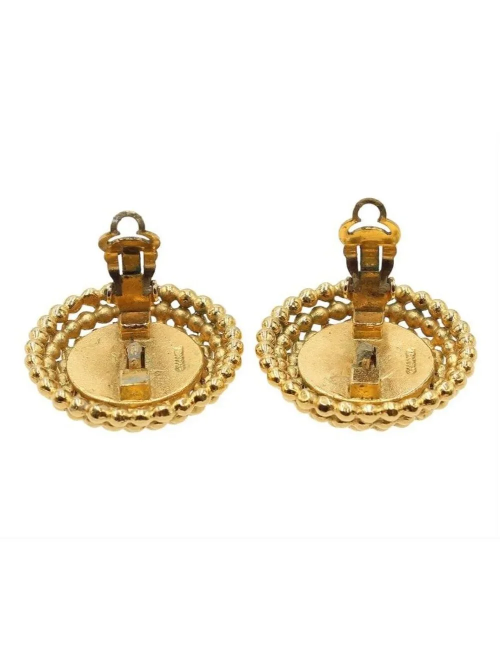 Chanel CC Logo Ball Chain Round Earrings